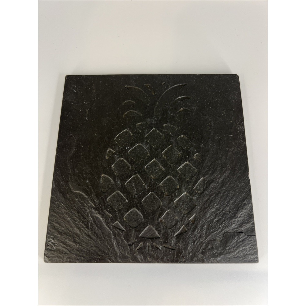 Slate Pineapple Trivet 5.75" Square Stone Coaster Hot‎ Plate Beach Lake House
